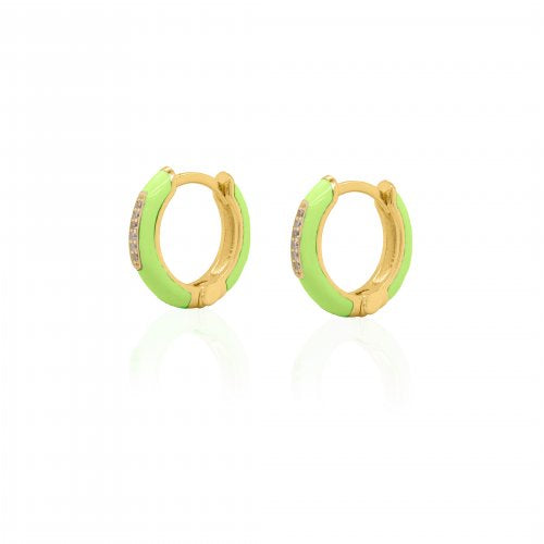 Sterling Silver Gold Vermeil Enamel Huggies Earrings