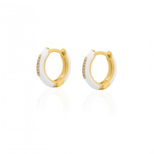 Sterling Silver Gold Vermeil Enamel Huggies Earrings