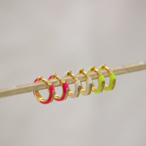 Sterling Silver Gold Vermeil Enamel Huggies Earrings