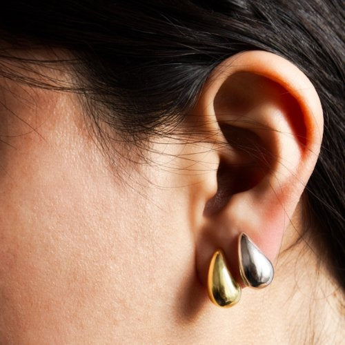 Sterling Silver Chunky Tear Drop Stud Earrings