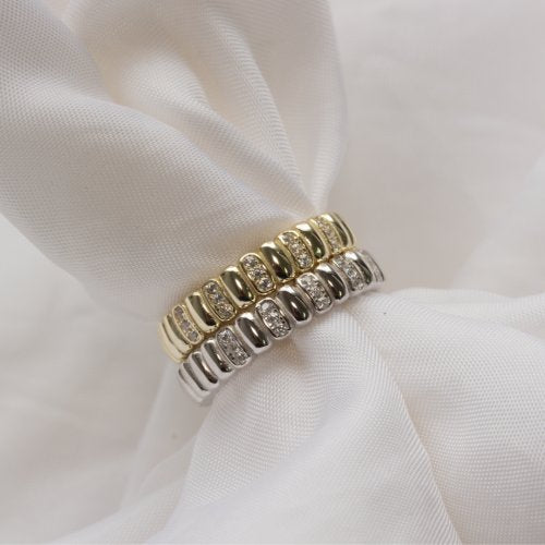 Sterling Silver Alternating CZ Bar Band Ring