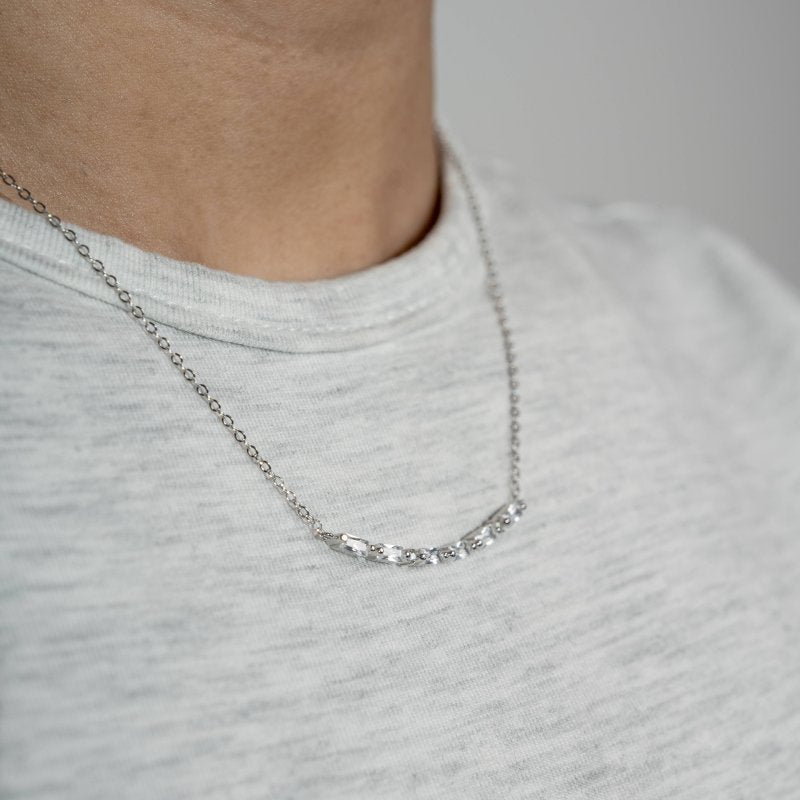Sterling Silver CZ Morse Code MAMA Necklace