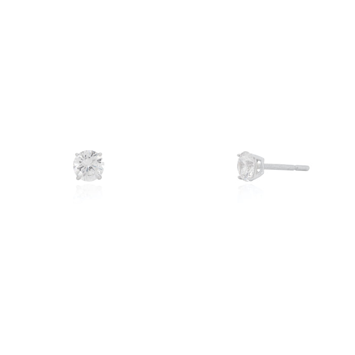Sterling Silver 2.5mm Round CZ Stud Earrings | Minimalist Everyday Studs