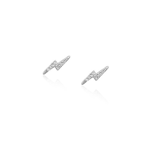 Sterling Silver CZ Lightning Bolt Studs