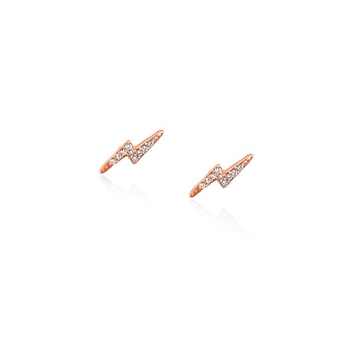 Sterling Silver CZ Lightning Bolt Studs