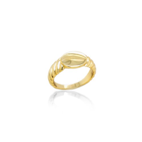 Sterling Silver Gold Vermeil Flat Oval Croissant Signet Ring