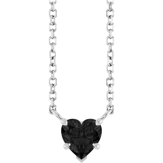 Sterling Silver Natural Onyx Solitaire 18" Necklace
