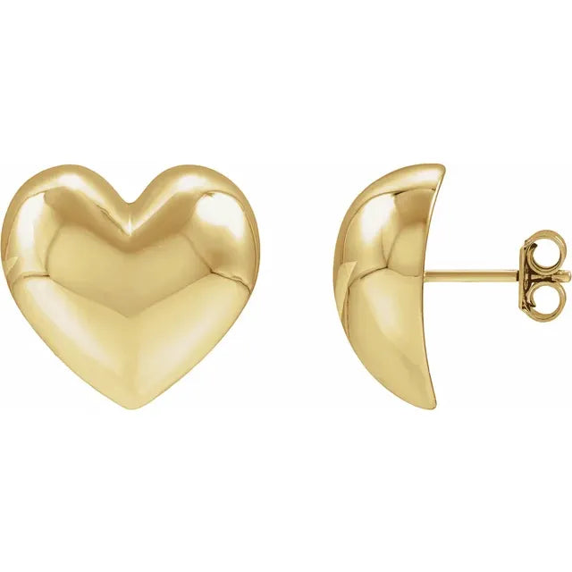14kt Puffed Heart Stud Earrings