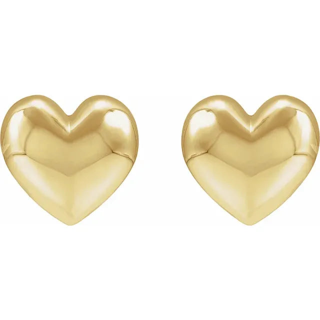 14kt Puffed Heart Stud Earrings