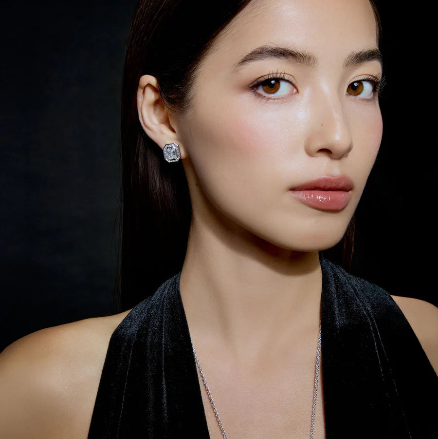 Baguette-Cut Pavé Stud Earrings