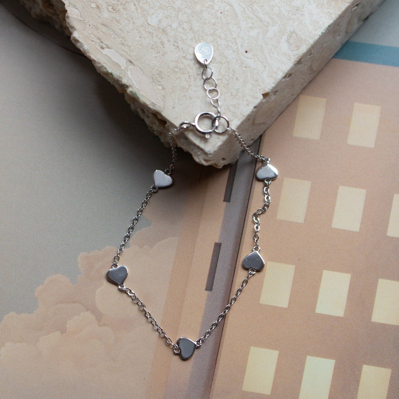 Sterling Silver Heart by the Yard Bracelet