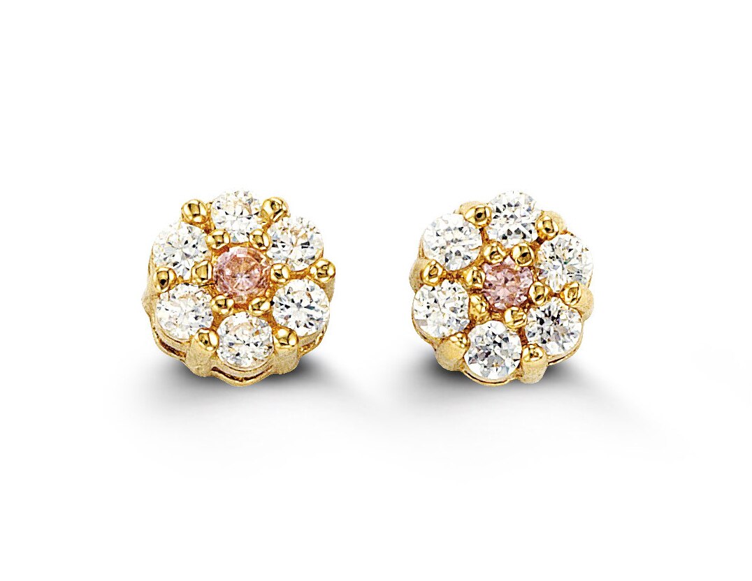 14kt Yellow Cluster Birthstone Earrings