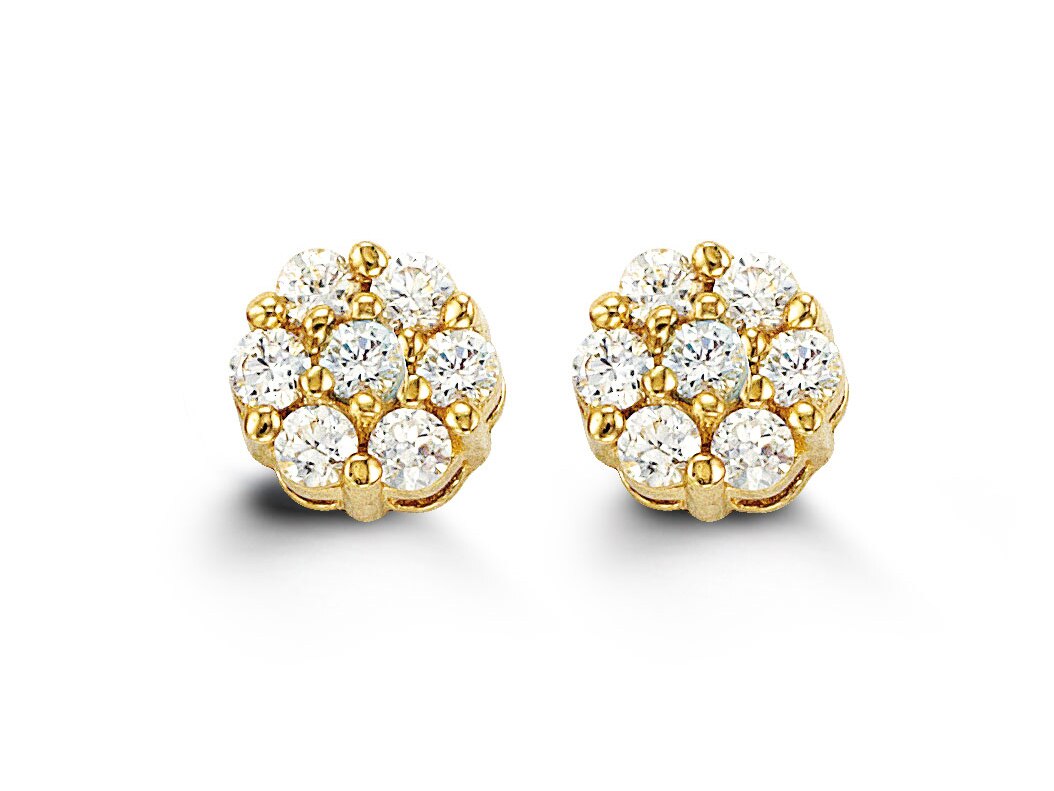 14kt Yellow Cluster Birthstone Earrings