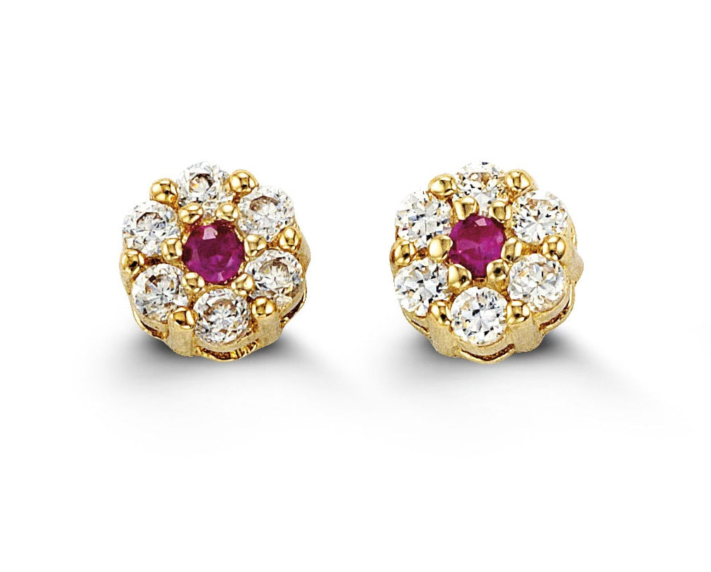 14kt Yellow Cluster Birthstone Earrings