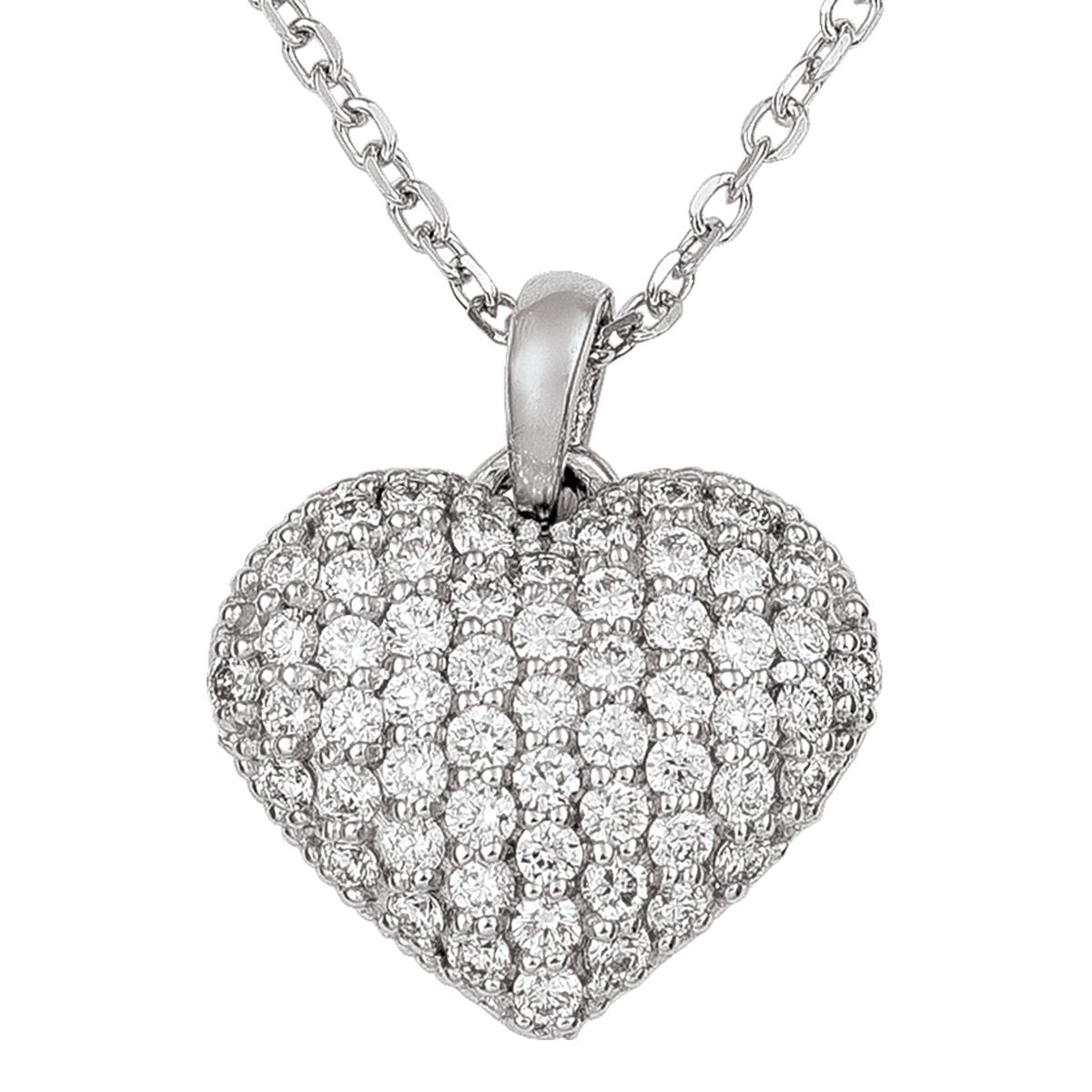 14kt Small Diamond Puff Necklace