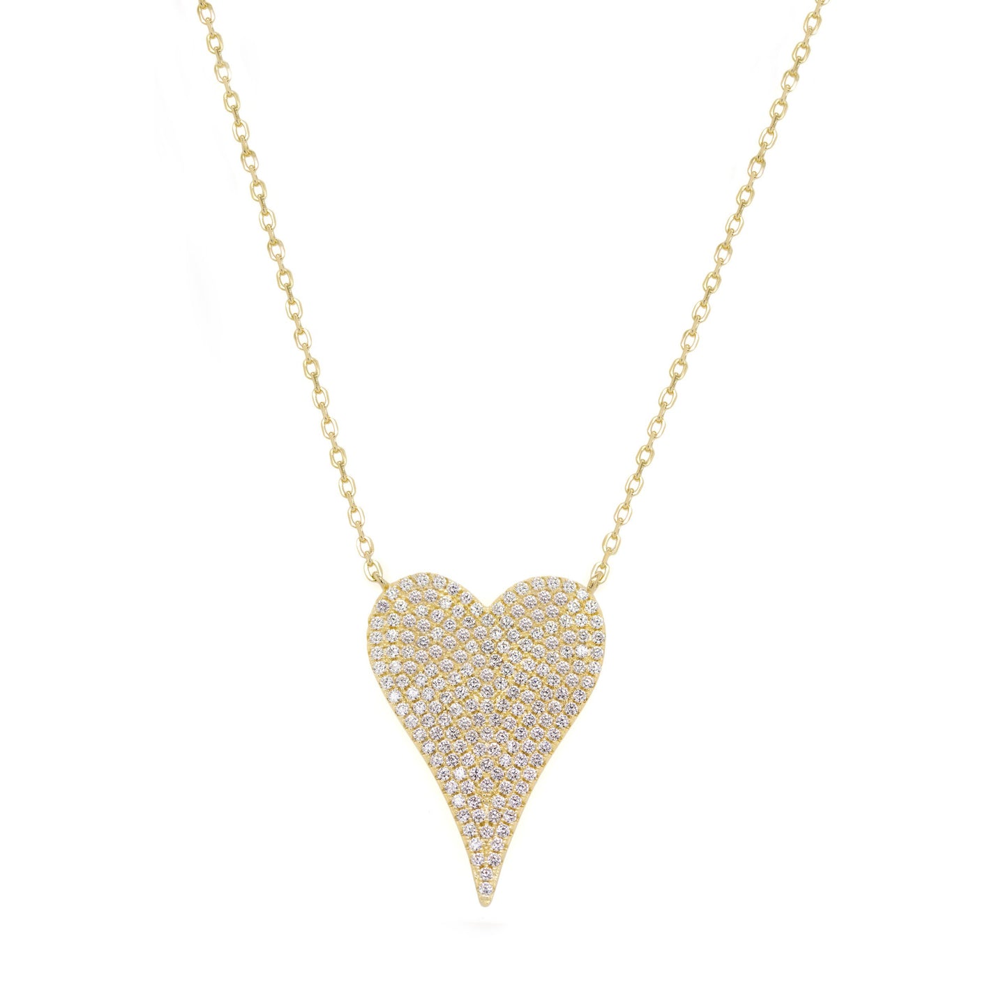 Sterling Silver Jumbo Pave Heart Necklace