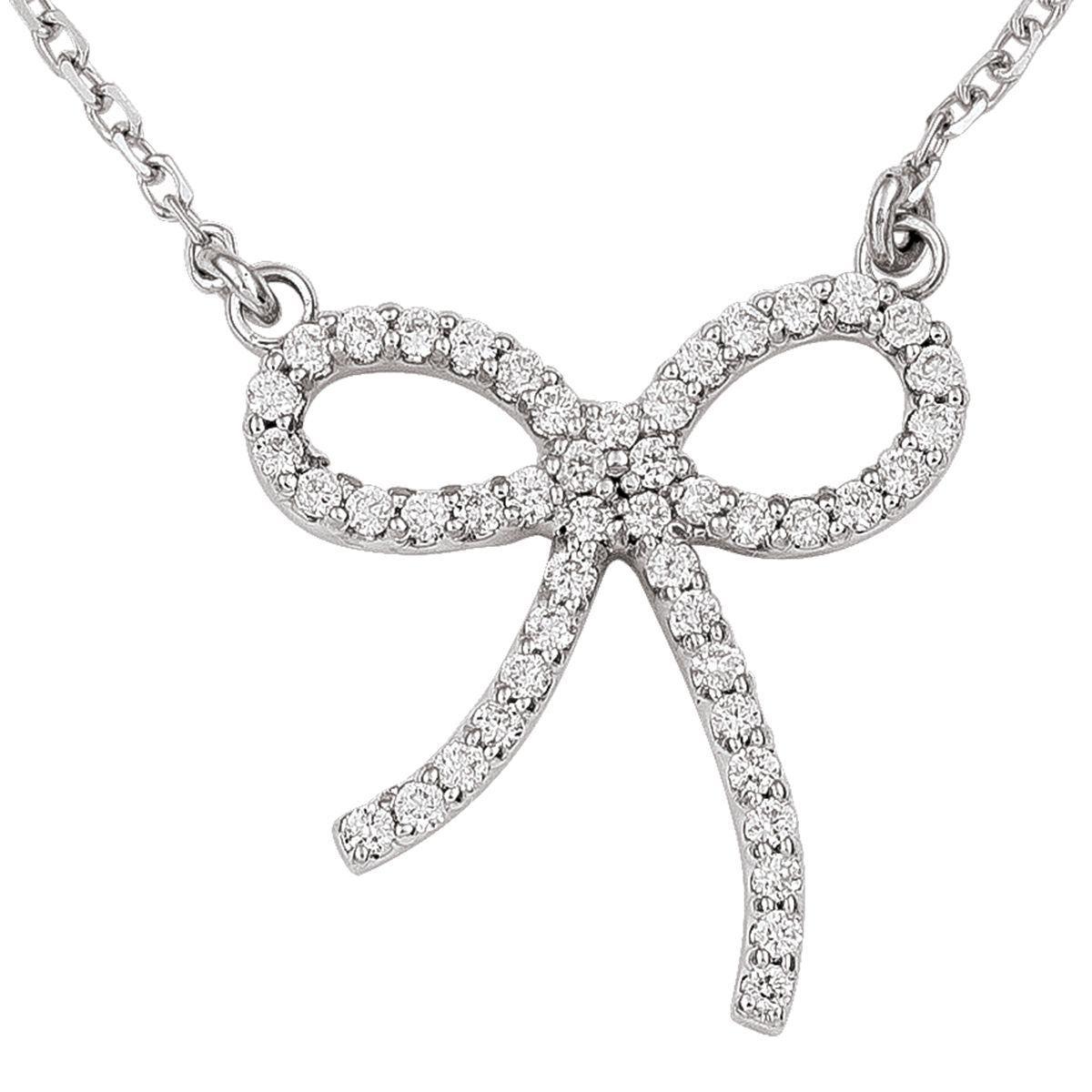 14kt White Gold Diamond Bow
