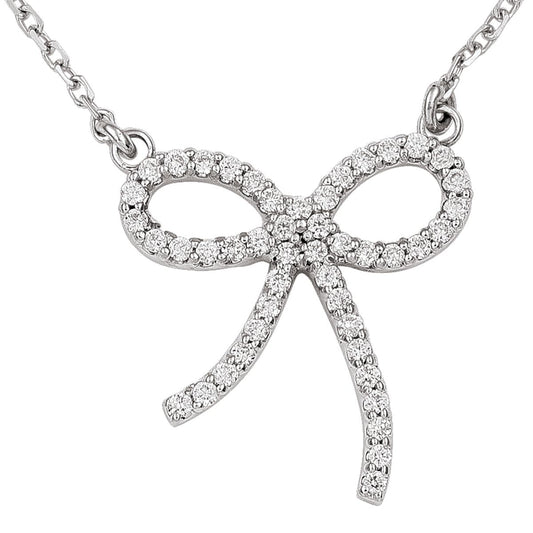 14kt White Gold Diamond Bow
