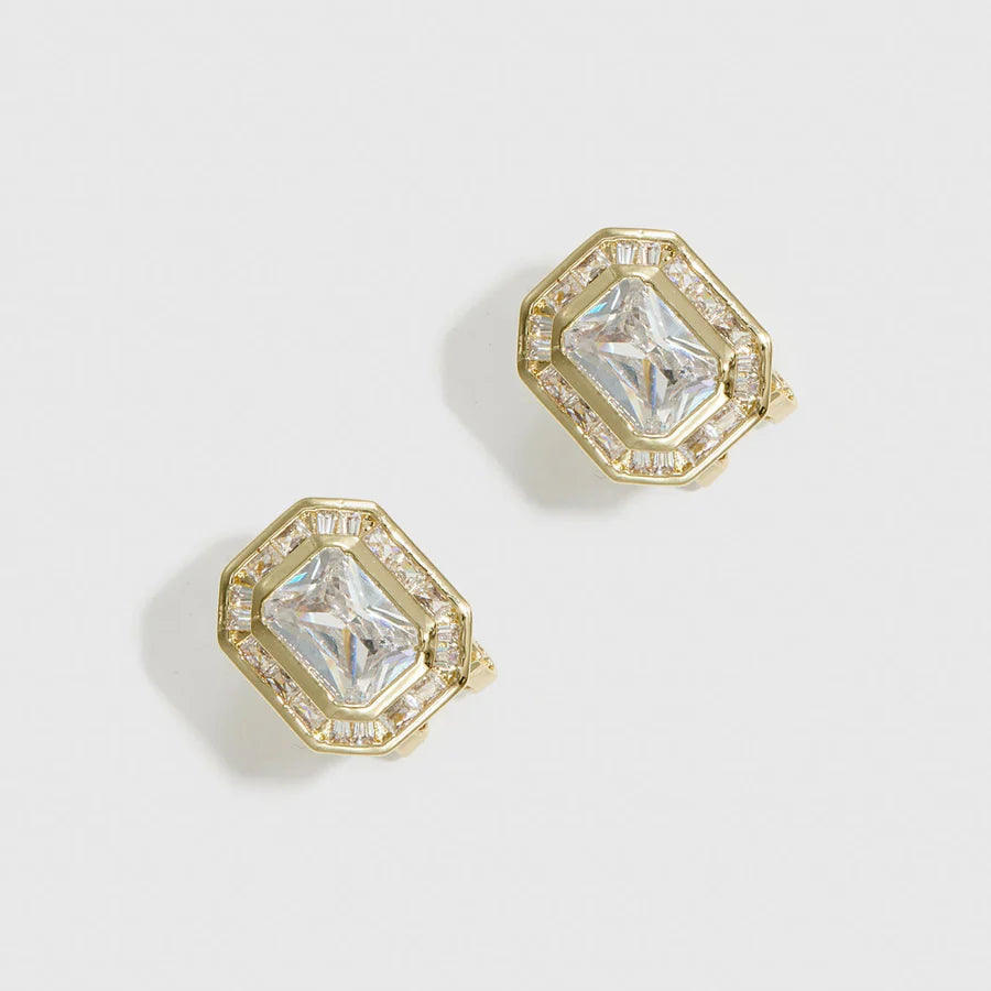 Baguette-Cut Pavé Stud Earrings