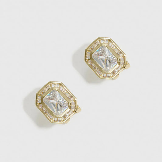 Baguette-Cut Pavé Stud Earrings