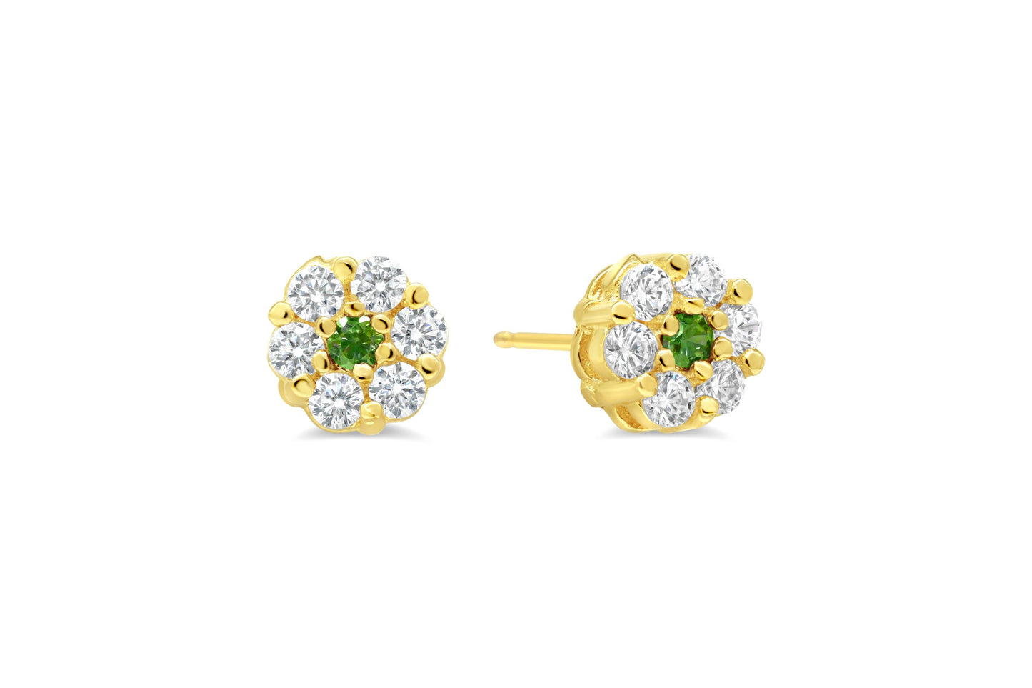 14kt Yellow Cluster Birthstone Earrings