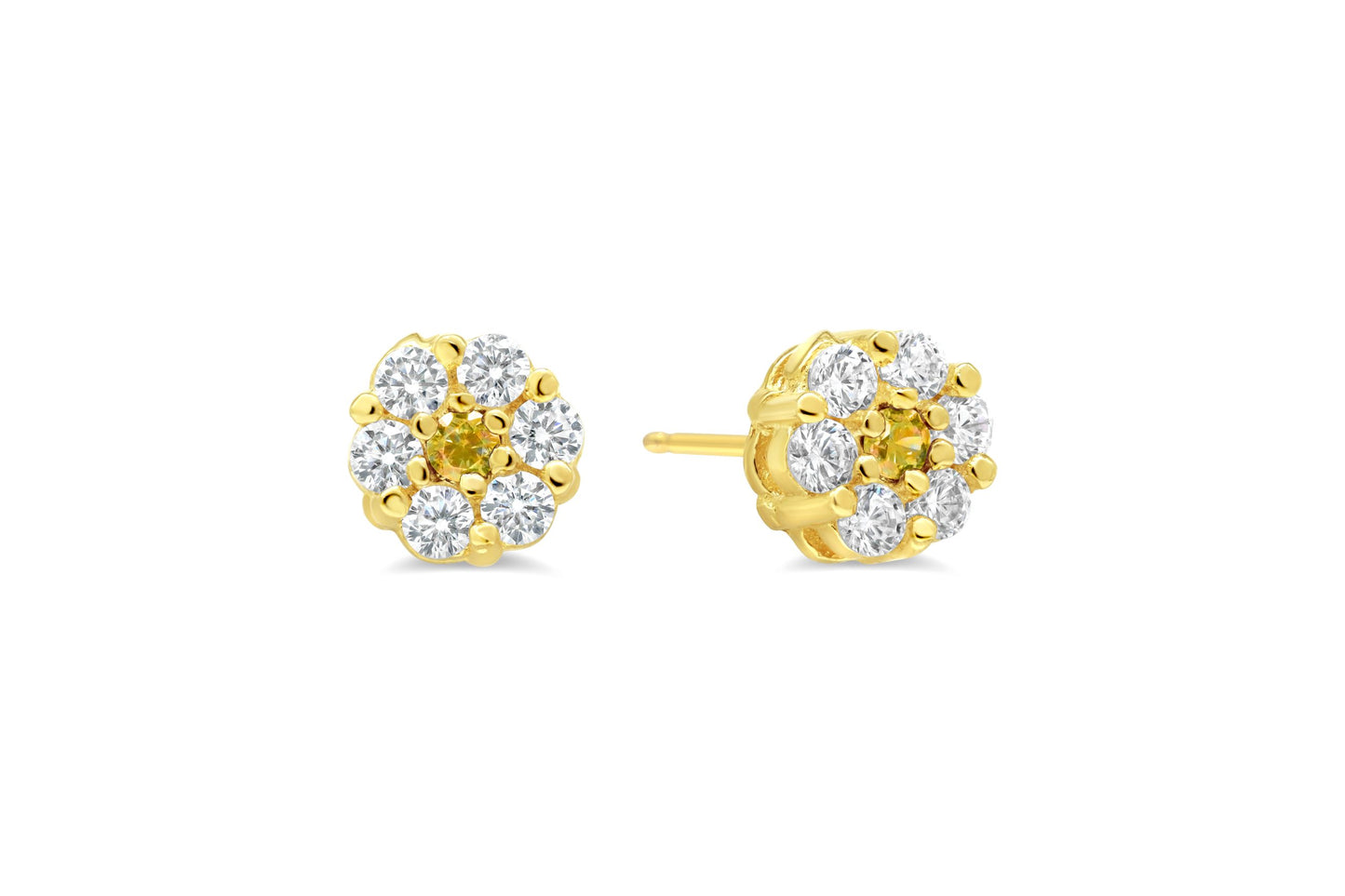 14kt Yellow Cluster Birthstone Earrings