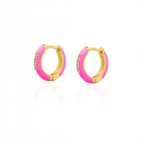 Sterling Silver Gold Vermeil Enamel Huggies Earrings