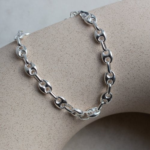 Sterling Silver Hollow Puffed Gucci Chain