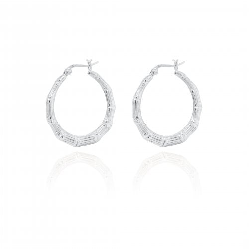 Sterling Silver Chunky Bamboo Hoops