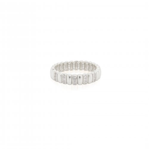 Sterling Silver Alternating CZ Bar Band Ring