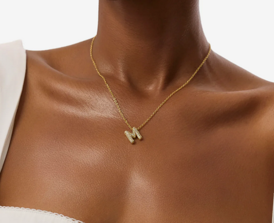 Pavé Bubble Letter Necklace