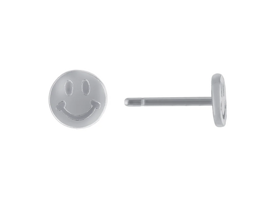 Smiley Face Stud Earrings – Sterling Silver