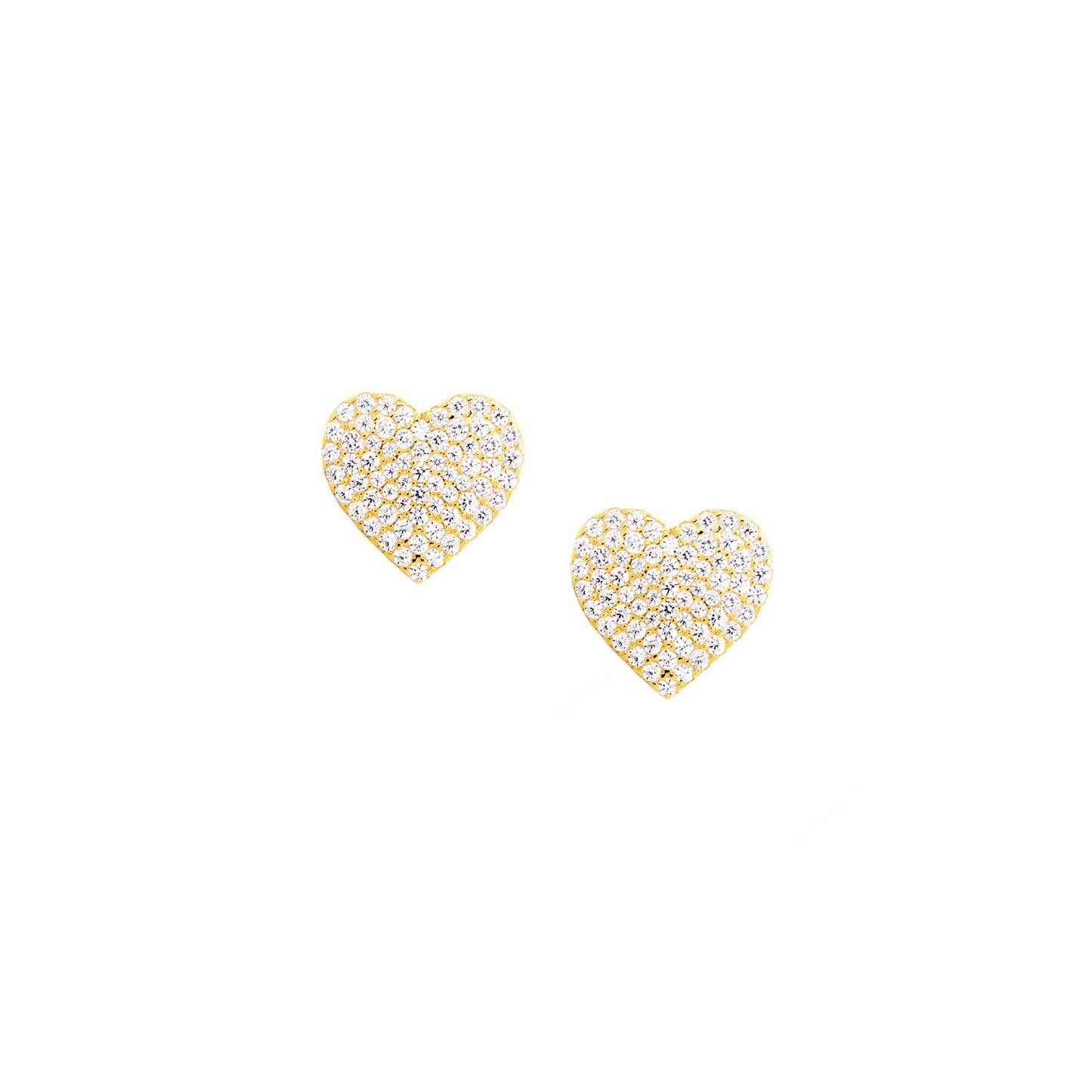 Sterling Silver CZ Pave Medium Size Heart Stud Earrings