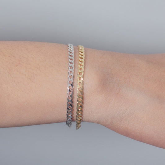 Gold Vermeil Flat Curb Chain Bracelet