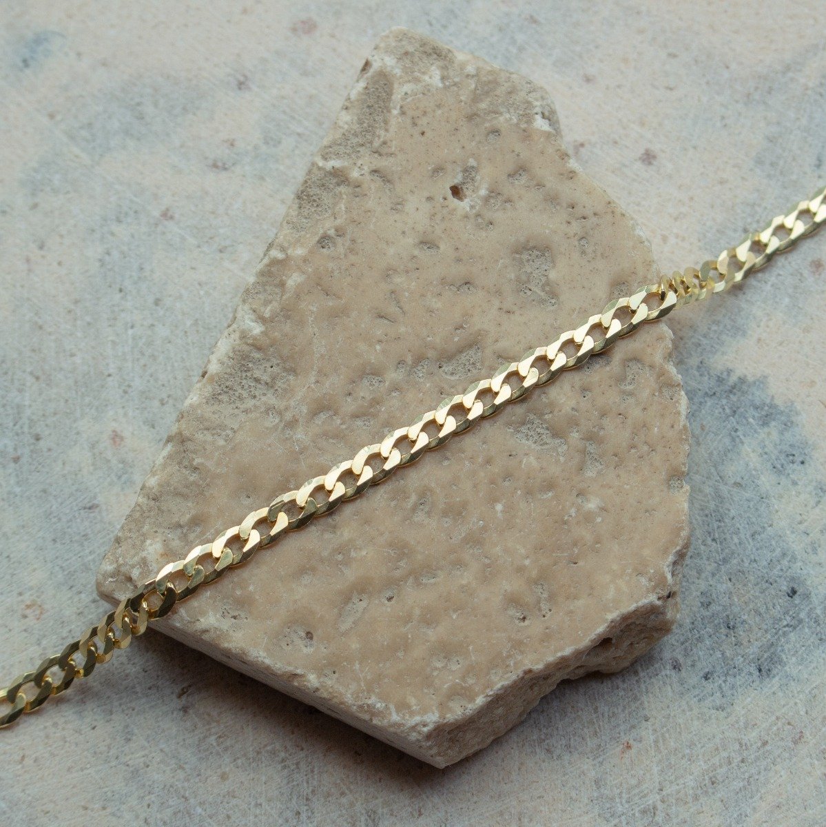 Gold Vermeil Flat Curb Chain Bracelet