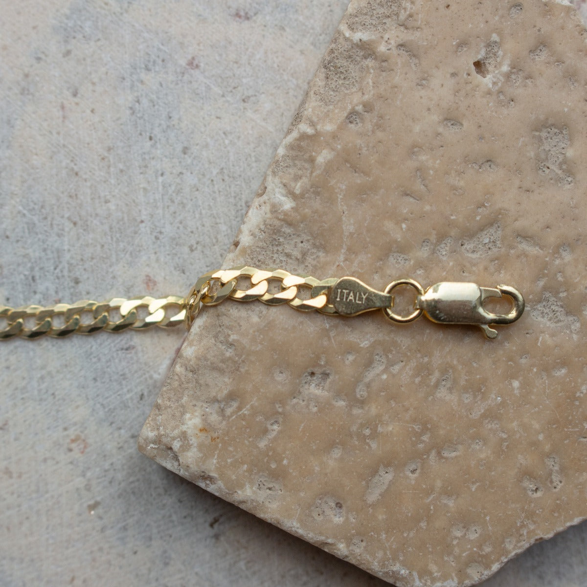 Gold Vermeil Flat Curb Chain Bracelet