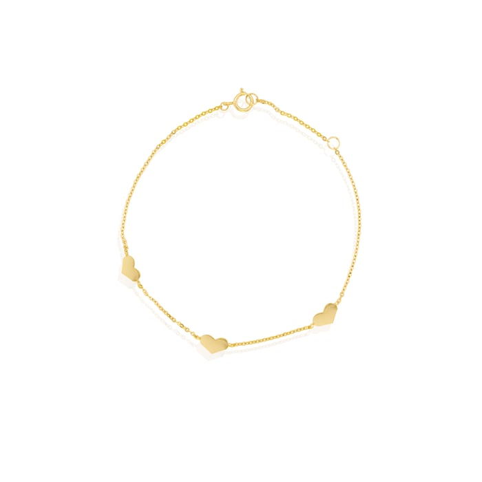 10K Yellow Gold Station Heart Bracelet
