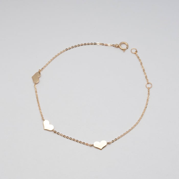 10K Yellow Gold Station Heart Bracelet