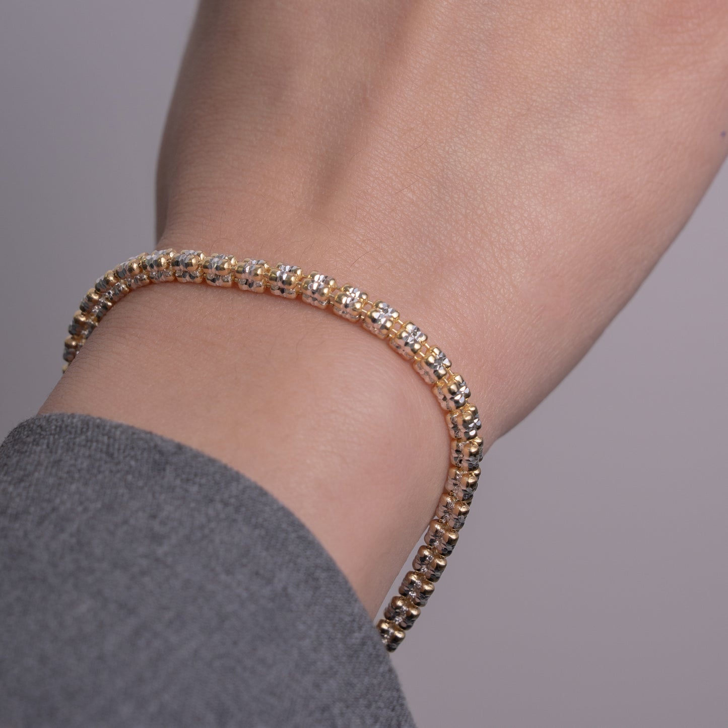 Sterling Silver Gold Vermeil Two Tones Fancy Ice Chain