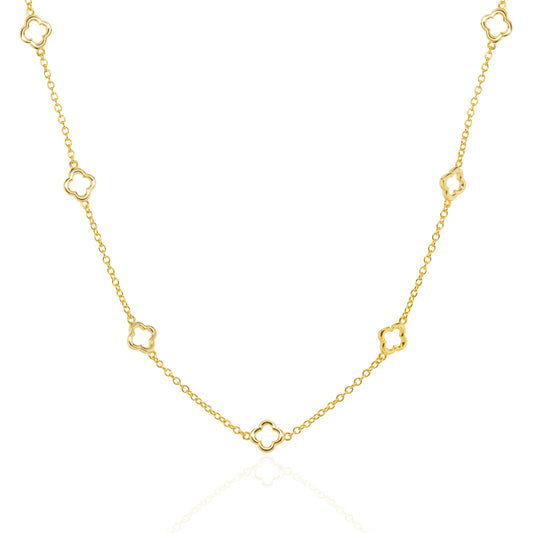 Sterling Silver Cutout Clover Station Necklace