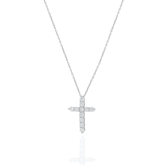 Sterling Silver Lab-Grown Diamond Cross Necklace – 1.00ct TW