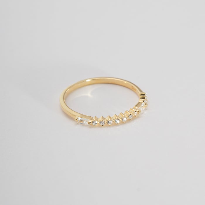 Sterling Silver Gold Vermeil CZ Morse Code BESTIE Ring
