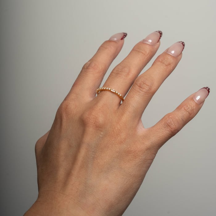 Sterling Silver Gold Vermeil CZ Morse Code BESTIE Ring