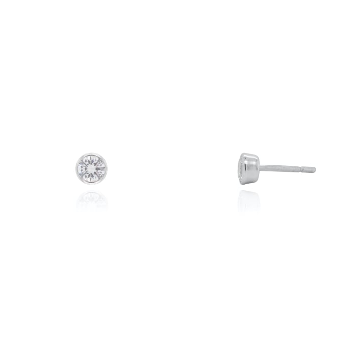 Sterling Silver 3mm Bezel Set CZ Stud Earrings – Dainty Everyday Jewellery by C’est la Vie Jewellery